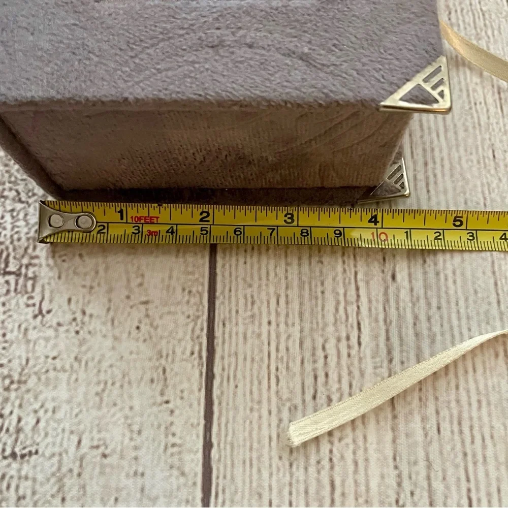 HAMSA HAND Velvet Grey Trinket Box with Ties